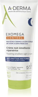A-Derma Exomega Control Repairing Emollient Night Cream - Восстанавливающий ночной крем против зуда, 200 мл