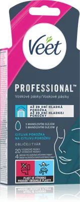 Восковые полоски для депиляции лица Veet Professional, с миндальным маслом и витамином E, 40 шт, 20 шт