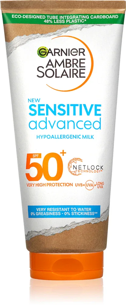 Garnier Ambre Solaire Sensitive Advanced - Молочко для загара для чувствительной кожи SPF 50+, 175 мл