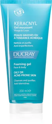 Ducray Keracnyl Foaming gel - Пенящийся гель для умывания жирной кожи с проблемами акне, 200 мл