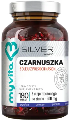 Масло черного тмина MyVita Silver Olej z Czarnuszki пищевая добавка, для пищеварения и иммунитета, 180 капсул