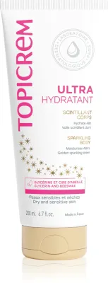 Topicrem UH BODY Ultra-Moisturizing Sparkling Body - Интенсивно увлажняющий крем для тела с блестками, 200 мл