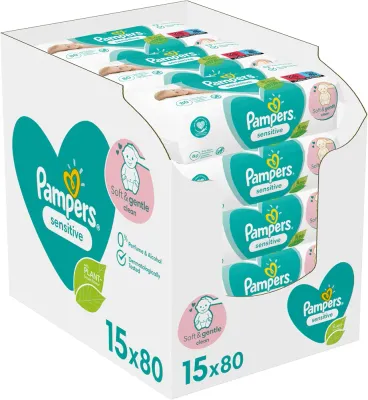 Pampers Sensitive - Увлажняющие очищающие салфетки для детей с чувствительной кожей, 15 шт, 15 шт
