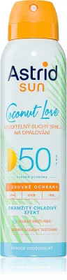 Astrid Sun Coconut Love - Прозрачный охлаждающий спрей для загара SPF 50 z wysoką ochroną UV, 150 мл