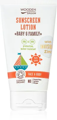WoodenSpoon Baby & Family - Защитное молочко для загара для всей семьи SPF 50, 150 мл