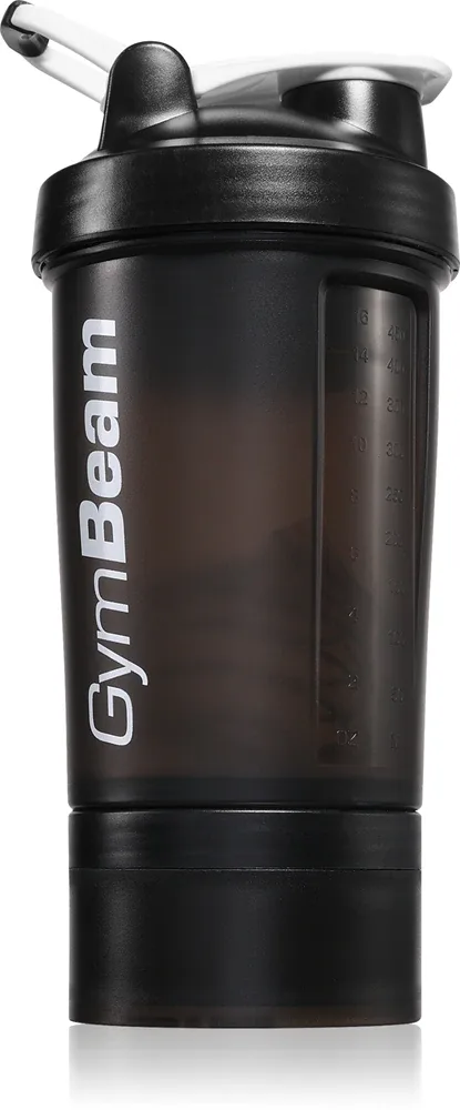Шейкер спортивный GymBeam Blend Bottle с пружиной и контейнером для добавок, 450 мл цвет Black White