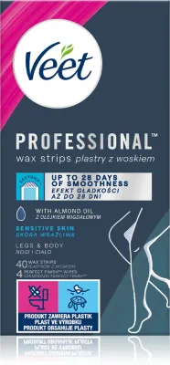 Восковые полоски для депиляции Veet Professional Sensitive Skin, для чувствительной кожи, 40 шт, 40 шт