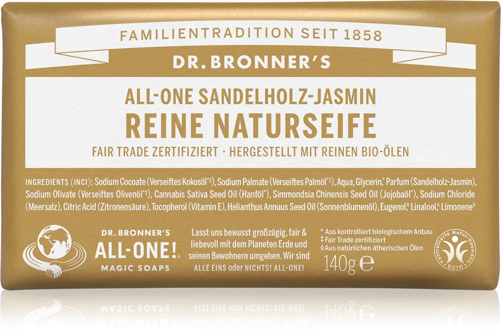 Dr. Bronner’s Sandalwood & Jasmine - Мыло в куске, 140 г