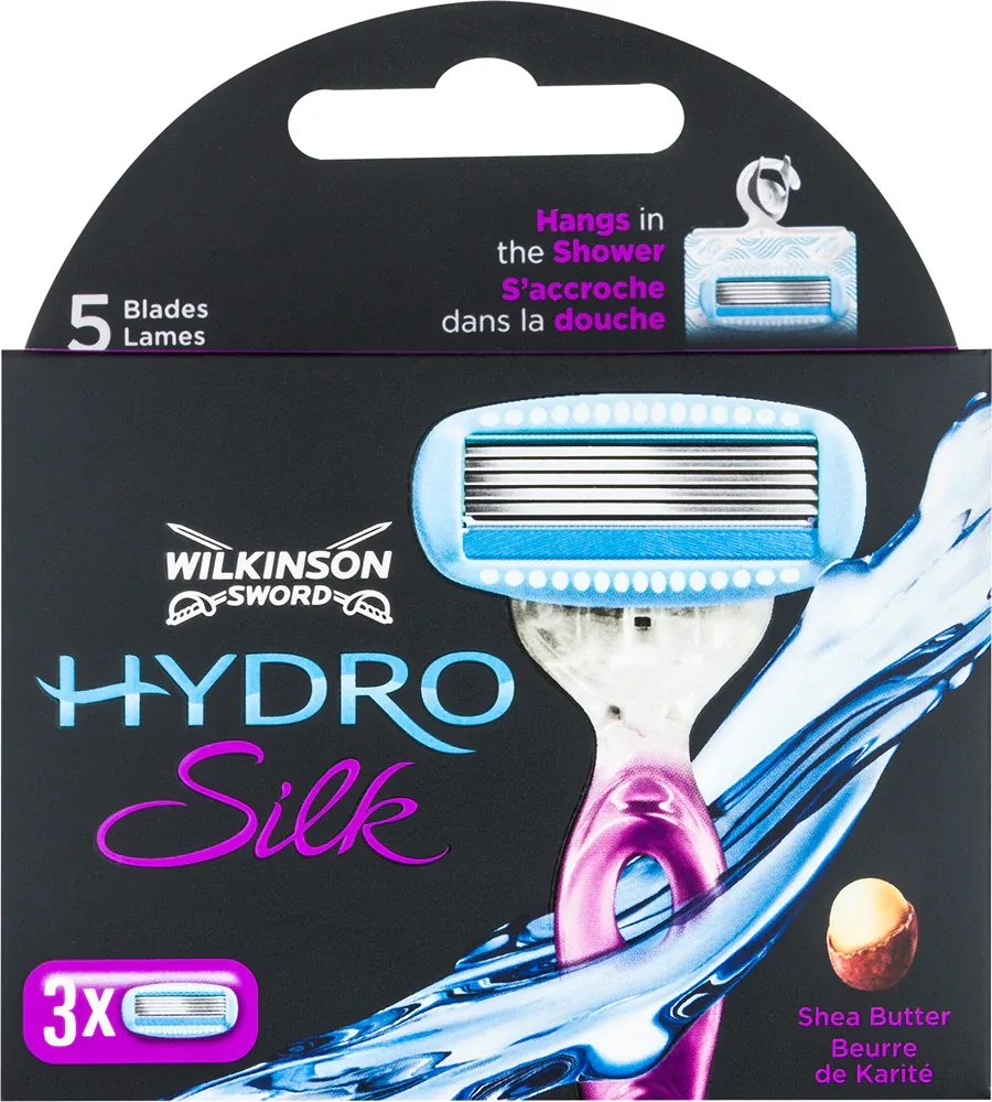 Сменные кассеты Wilkinson Sword Hydro Silk с пятью лезвиями, увлажняющие полосы Hydra Renew, 3 шт