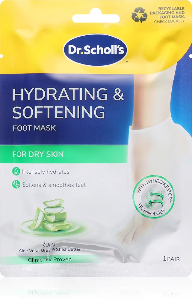 Маска-носочки для ног Scholl Pedimask Aloe Vera, с алоэ вера, 1 пара