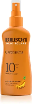 Bilboa Carotissima Olio - Солнцезащитный спрей с бета-каротином SPF10, 200 мл