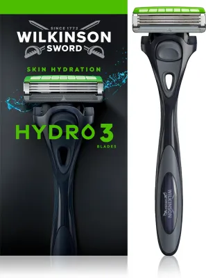 Бритвенный станок Wilkinson Sword Hydro3 Skin Protection Black Edition с тремя лезвиями и увлажняющими полосами, 1 шт