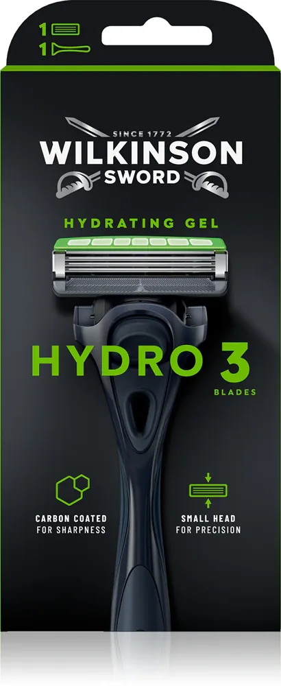 Бритвенный станок Wilkinson Sword Hydro3 Skin Protection Black Edition с тремя лезвиями и увлажняющими полосами, 1 шт
