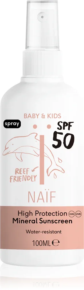 Naif Baby & Kids Mineral Sunscreen SPF 50 - спрей для загара для детей с рождения, 100 мл