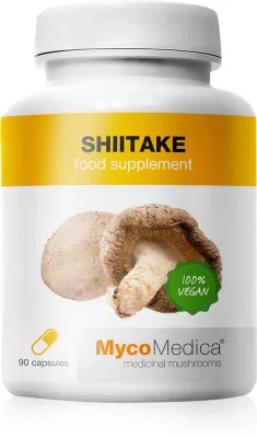 Добавка с экстрактом грибов MycoMedica Shiitake 30% в капсулах, для жизненного тонуса, 90 капсул