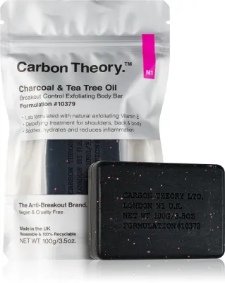 Carbon Theory Charcoal & Tea Tree Oil - Очищающий пилинг для тела для проблемной и жирной кожи, 100 г