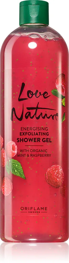 Oriflame Love Nature Organic Mint & Raspberry - Очищающий гель для тела с ароматом малины, 500 мл