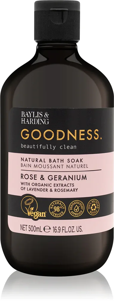 Baylis & Harding Goodness Rose & Geranium - Пена для ванны с ароматом цветов, 500 мл