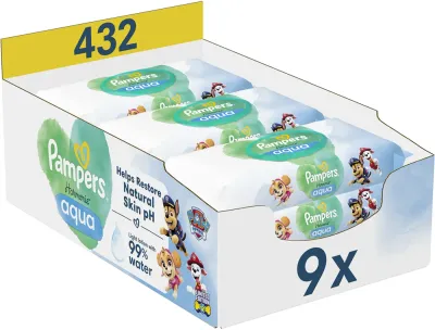 Pampers Harmonie Aqua Paw Patrol - Увлажняющие очищающие салфетки для детей, 144 шт, 432 шт