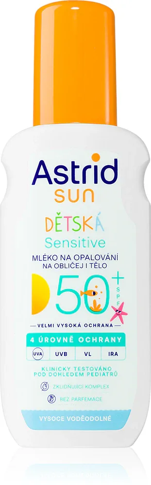 Astrid Sun Sensitive - Детское молочко для загара SPF 50+ w sprayu, 150 мл