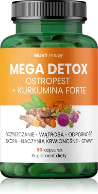 Биологически активная добавка Movit Energy Mega Detox Ostropest + Kurkumina Forte, с расторопшей и куркумином, 60 капсул