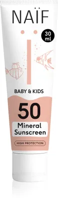 Naif Baby & Kids Mineral Sunscreen SPF 50 - Защитный крем для загара для младенцев и детей, SPF 50 30 мл
