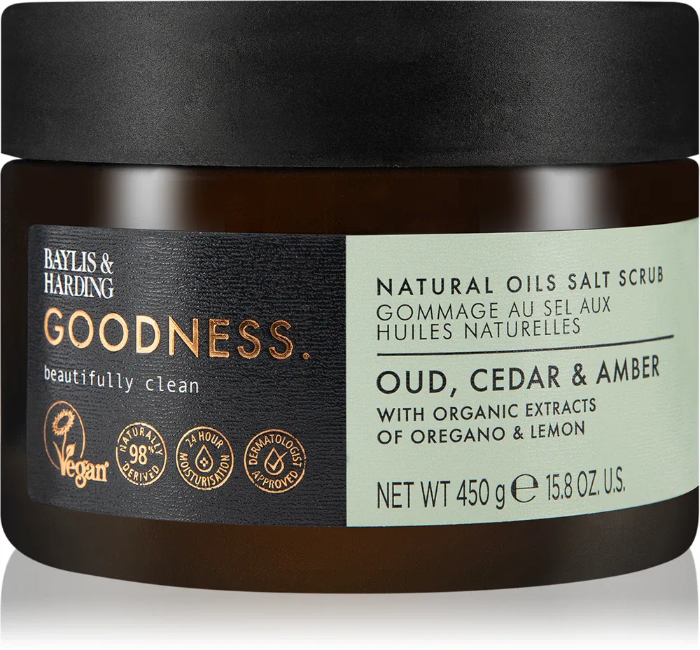 Baylis & Harding Goodness Oud, Cedar & Amber - Соляной скраб для тела, 450 г