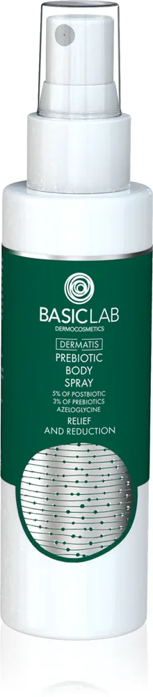 BasicLab Dermocosmetics Dermatis - Пребиотический увлажняющий спрей, снижающий чувствительность кожи na twarz i ciało, 100 мл