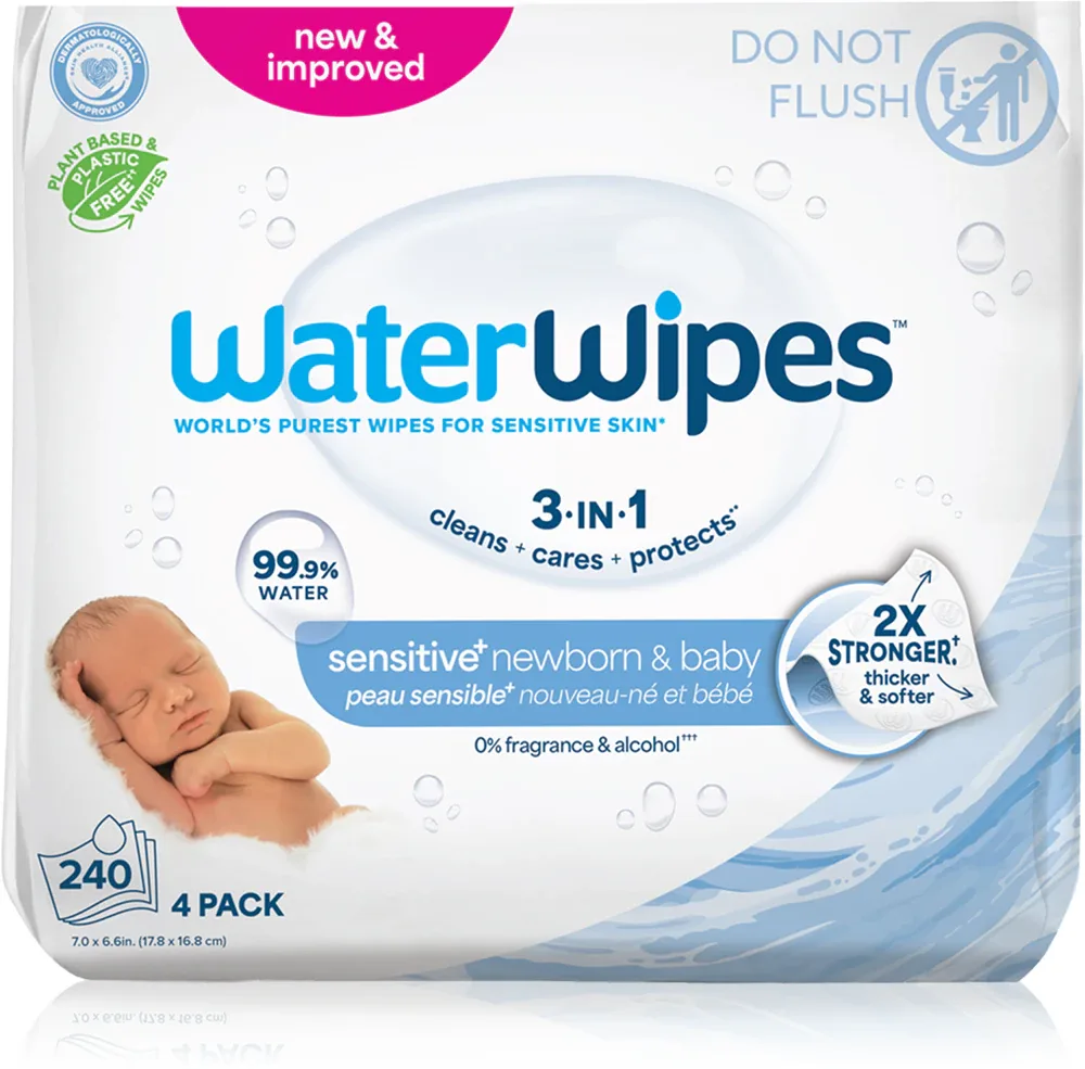 Влажные салфетки детские WaterWipes Baby Wipes 4 Pack для новорождённых, 4 упаковки по 60 шт