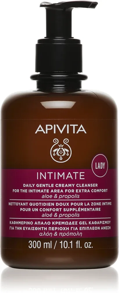 Apivita Intimate Lady Creamy Cleanser - Нежный гель для ежедневной интимной гигиены, 300 мл