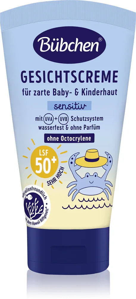 Bübchen Sensitive Sun Protection Face Cream SPF 50+ - Защитный крем для лица детский SPF 50+ 6 m+, 50 мл