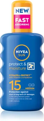 NIVEA SUN Protect & Moisture - Солнцезащитный спрей SPF 15, 200 мл