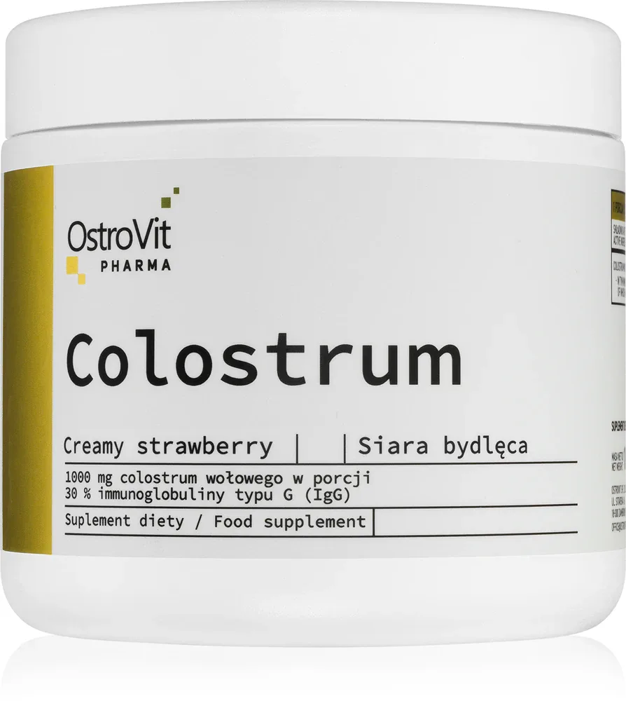 БАД OstroVit Colostrum для пищеварения, со вкусом клубники, 100 г вкус Creamy Strawberry