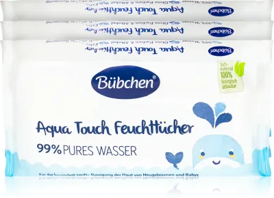 Bübchen Aqua Touch - Салфетки влажные детские Bubchen Aqua Touch очищающие, для всех типов кожи, 3 × 48 шт, 3 шт