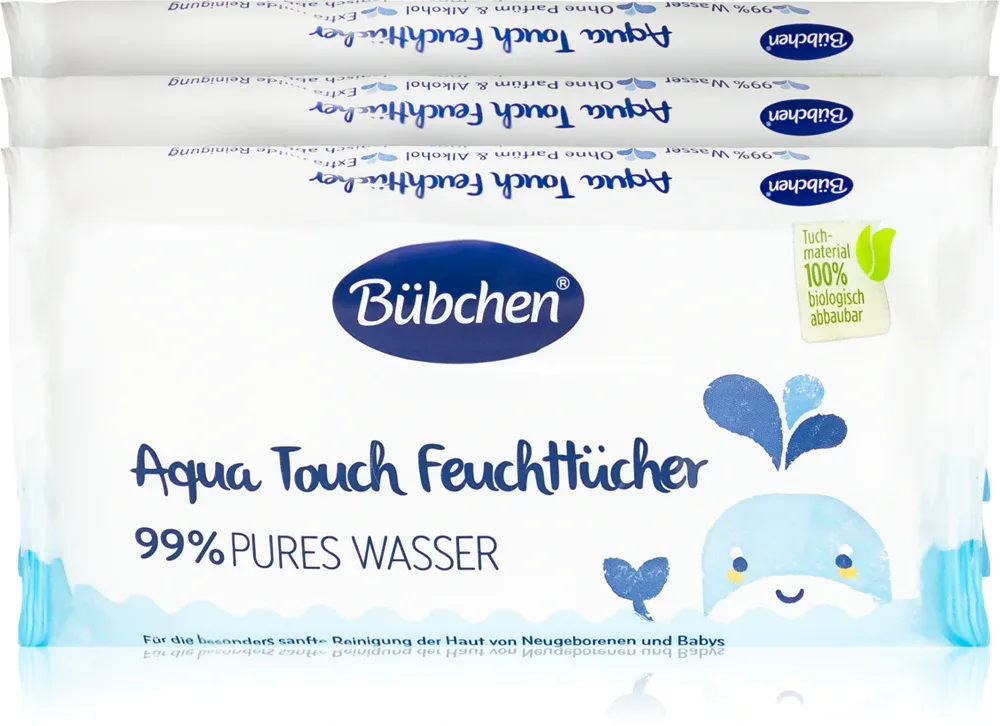 Bübchen Aqua Touch - Салфетки влажные детские Bubchen Aqua Touch очищающие, для всех типов кожи, 3 × 48 шт, 3 шт