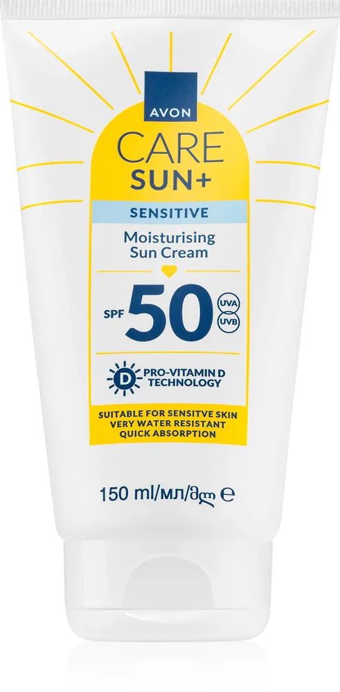 Avon Care Sun + Sensitive - Увлажняющий крем для загара для чувствительной кожи SPF 50, 150 мл