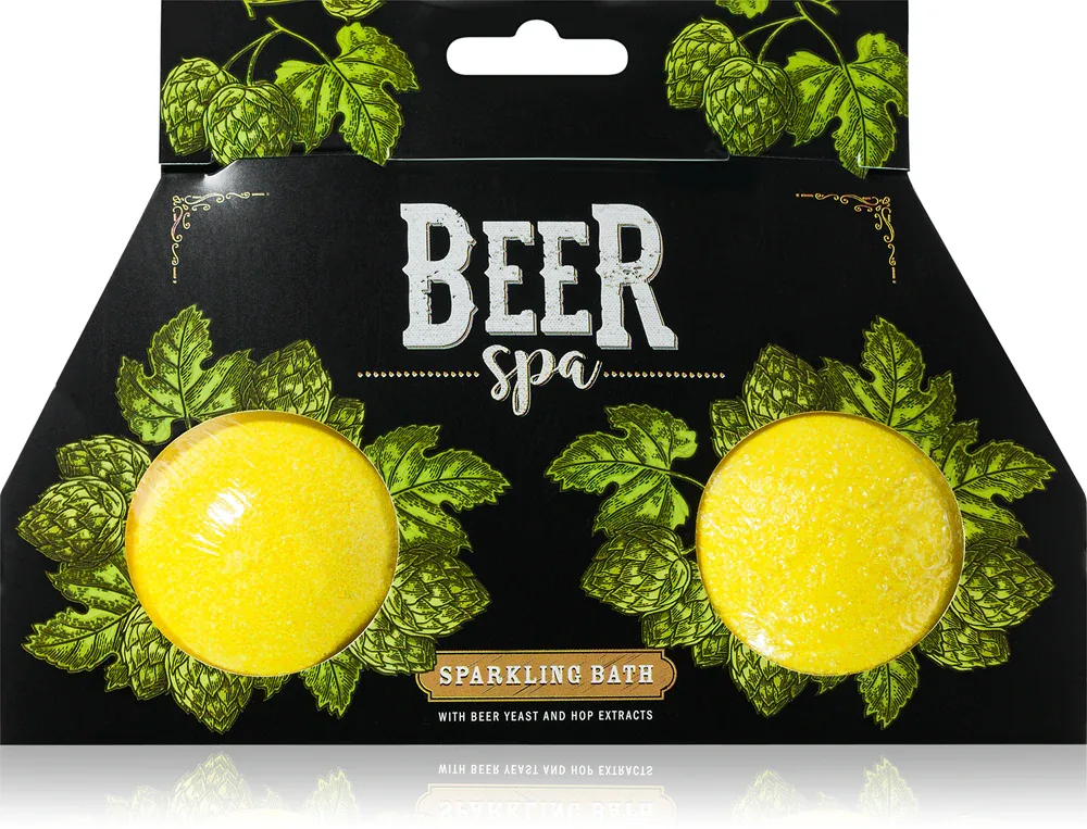 Bohemia Gifts & Cosmetics Beer Spa - Шипучие шары для ванны Bohemia Gifts Cosmetics Beer Spa с ароматом пива, 2× 100 г, 2 г