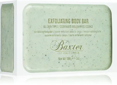 Твёрдое мыло для тела Baxter of California Exfoliating Body Bar Cedarwood Oakmoss Essence, отшелушивающее, мужское, 198 г