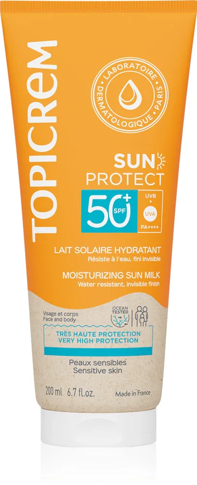 Topicrem Sun Protect Moisturizing Sun Milk SPF50+ - Увлажняющее молочко для загара SPF 50+, 200 мл