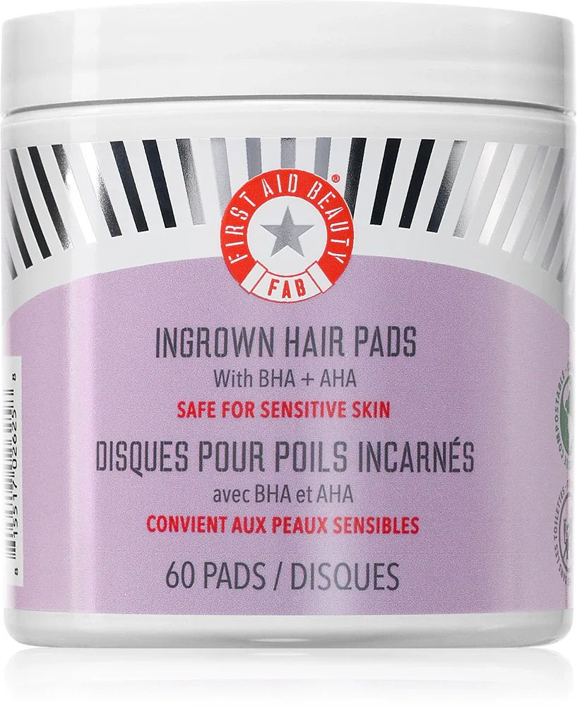 Диски для тела First Aid Beauty Ingrown Hair Pads после депиляции, с салициловой и гликолевой кислотами, 60 шт