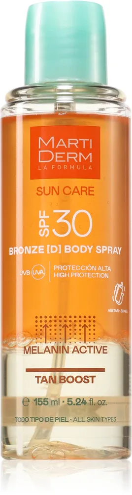 MartiDerm Sun Care Bronze D Body Spray - Солнцезащитный спрей для тела, ускоряющий загар SPF 30, 155 мл