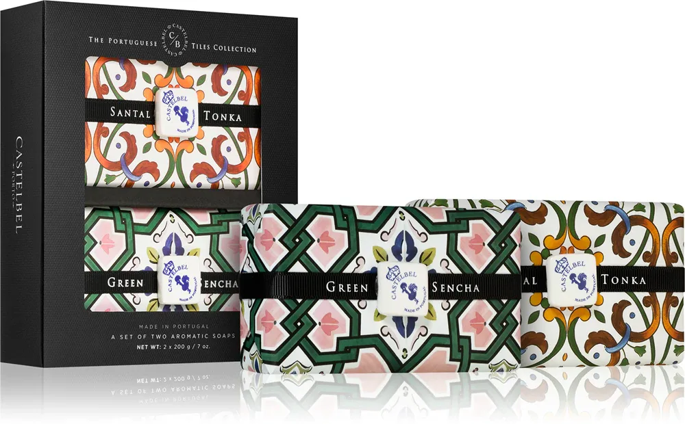 Castelbel Tile Santal Tonka + Green Sencha - Мыло в виде кубика подарочный набор, 2 г