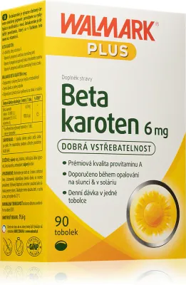 Бета-каротин в капсулах Walmark Beta carotene 6 mg источник витамина A, для кожи и зрения, 90 капс