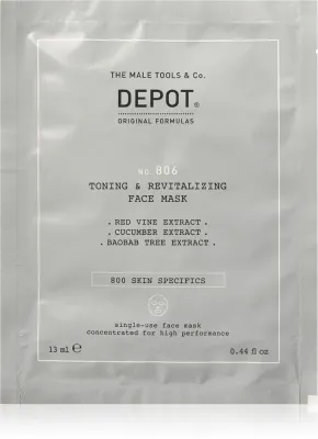 DEPOT 800 SKIN SPECIFICS NO. 806 TONING & REVITALIZING FACE MASK - Омолаживающая маска для лица для мужчин, 12 мл