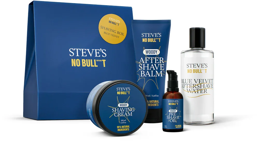 Steve's No Bull***t Shaving Box Blue Velvet - Подарочный набор для бритья для мужчин, 1 шт
