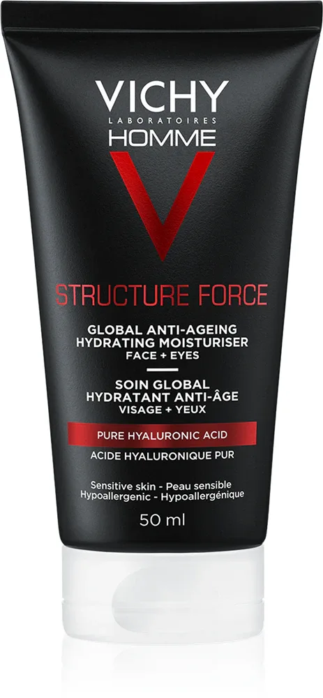 Vichy Homme Structure Force - Крем для лица с укрепляющим эффектом и гиалуроновой кислотой, 50 мл