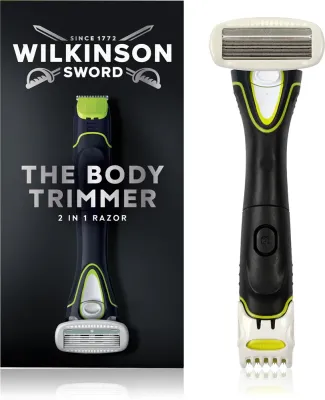 Триммер-бритва Wilkinson Sword Hydro Trim and Shave Skin Protection For Body and Balls электрическая, для сухого и влажного бритья тела и интимных зон, на батарейках, 1 шт