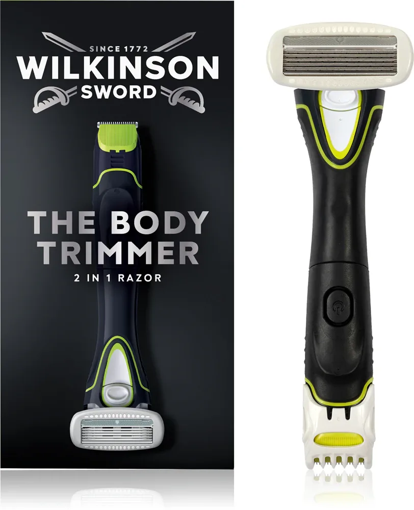 Триммер-бритва Wilkinson Sword Hydro Trim and Shave Skin Protection For Body and Balls электрическая, для сухого и влажного бритья тела и интимных зон, на батарейках, 1 шт