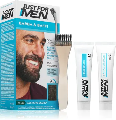 Just for Men Men Moustache & Beard - Краска для бороды для закрытия седины, 1 шт, оттенок M-45 Dark Brown