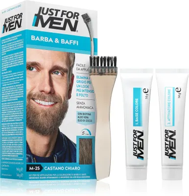 Just for Men Men Moustache & Beard - Краска для бороды для закрытия седины, 1 шт, оттенок M-25 Light Grey